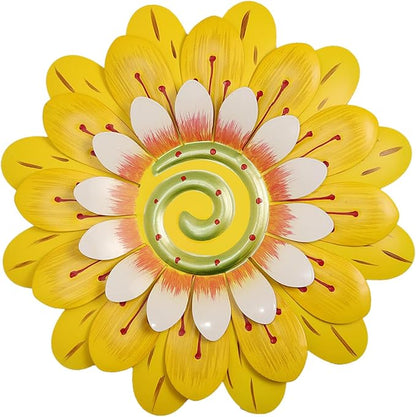 AHYS Metal Flowers Wall Decor Indoor Outdoor Metal Wall Art for Home Farmhouse Living Room Bedroom Bathroom Garden Decorations - Yellow