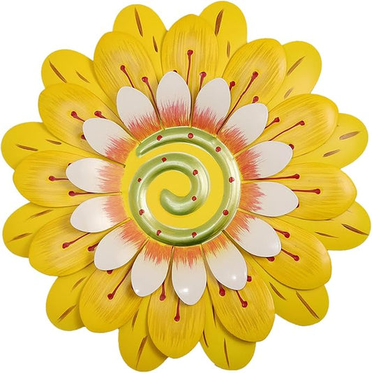 AHYS Metal Flowers Wall Decor Indoor Outdoor Metal Wall Art for Home Farmhouse Living Room Bedroom Bathroom Garden Decorations - Yellow