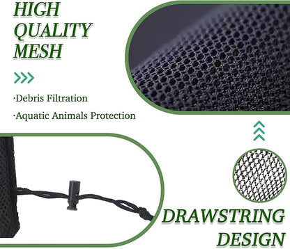 XOTTI Pond Pump Filter Box 10 Inch, Anti-Clogging Cube Mesh Pop Up Water Pump Barrier Bag, Black Filter Media Basket Metal Frame for Outdoor Ponds Swimming Pool Fountain