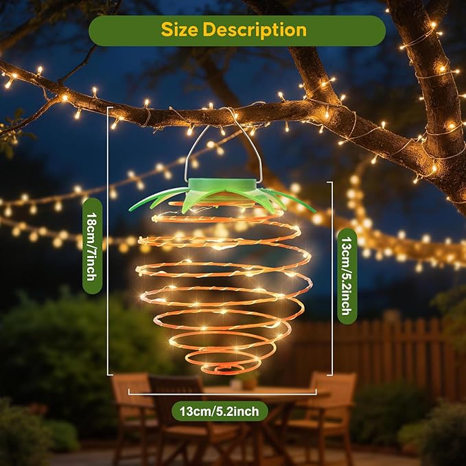 Solar Lights Outdoor, 4-Pack Decorative Strawberry Solar Garden Lights, Waterproof Outdoor Solar Lights for Patio Decor, Yard & Landscape, 20 LED Creative Hanging Fruit Lanterns for Garden Decor