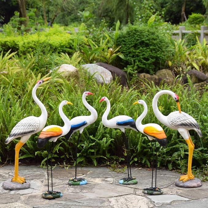 Garden Statue Animal Sculpture Outdoor Decor Gift Outdoor Statues Outdoor Garden Simulation Animal Sculpture Figurine Crane Statue Garden Courtyard Animal Decoration(33 * 12 * 65cm)