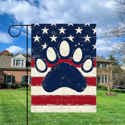 Gkyygk Paw Red Blue Garden Flag 12x18 Double Sided Banners Yard Flag Welcome Seasonal Farmhouse Yard Outside Decoration