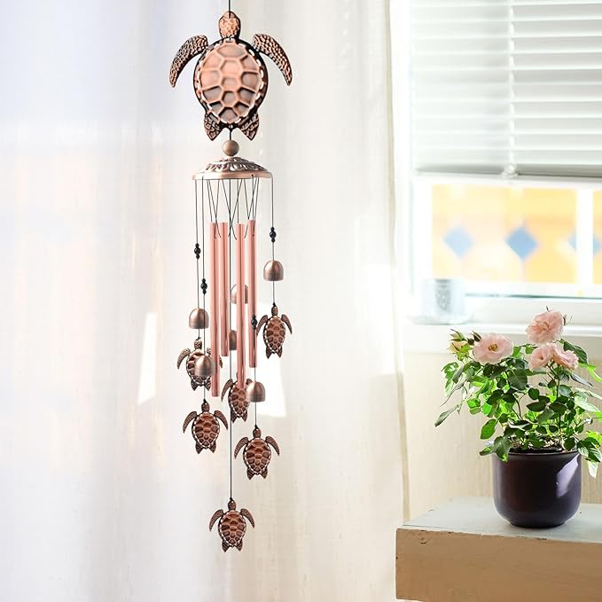 Sea Turtle Wind Chimes Outdoor, Mother Gift,Birthday Gifts for All mom/Grandma/dad/Women/Aunt/Daughte/Friend/Niece/Sister/Teacher,Gardening Gift,Memorial windchimes Outside,Yard Decor