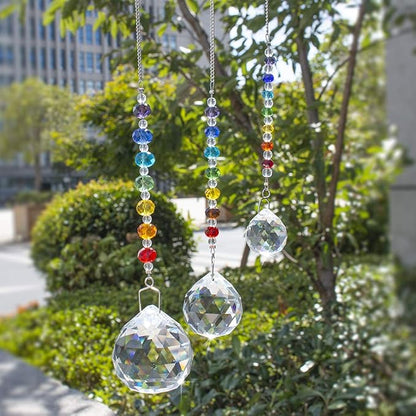 HDCRYSTALGIFTS Set 3 Crystal Prisms Suncatchers for Window Hanging Rainbow Maker Chakra Sun Catcher Indoor Window Christmas Decorations Memorial Sympathy Gifts for Loss of Loved One