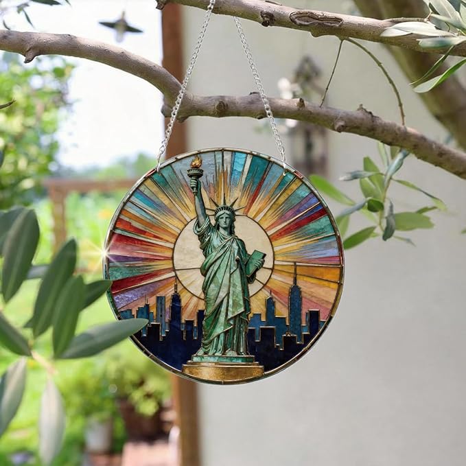 Statue of Liberty Sun Catcher, Statue of Liberty Acrylic Windows Hanging, Acrylic Wall Outdoor Garden Decor, Window Hanging American Patriotic Suncatcher, American Gift