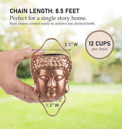 Good Directions 474P-8 Buddha Head Rain Chain 8-1/2 Feet Long, 12 Large Figures,100% Pure Copper