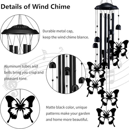 Butterfly Wind Chimes for Outside, Butterfly Gifts for Women Men Mom Grandma Birthday, 37" Windchimes Hanging Outdoors Garden Decor, Home Patio Garden Porch Yard Decorations