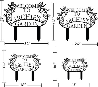 Personalized Metal Garden Sign with Stake, Custom Garden Decor for Outdoor, Custom Family Name Sign, Patio Decorations, Lawn Art, Farmhouse Decorative, Housewarming Gift (CstmDesign3)