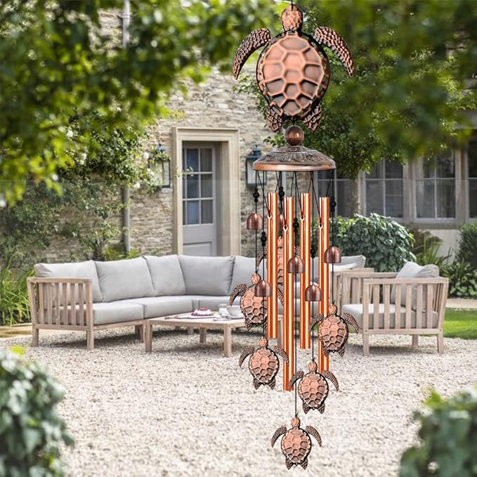 JUNQIU Turtle Wind Chime,Sea Turtle Gifts for Women,Wind Chimes for Outside,Turtle Decor for Outdoor Garden Yard Home, Turtles Gifts for Turtle Lovers,Beach Wind Chimes for Outside with S Hook
