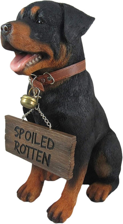 Guardian of Love - Buddy Rottweiler Welcome Statue with Reversible Sign, Decorative Dog Figurine for Indoor or Outdoor Use, Ideal for Garden, Patio, Entryway, Porch, and Dog Lover Home Decor