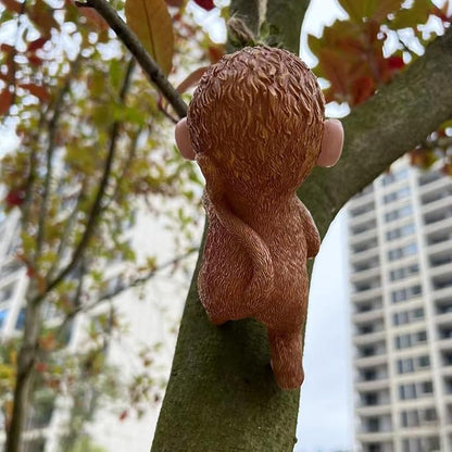 Climbing Monkey Tree Hugger Garden Monkey Statue Resin Animal Sculpture Yard Decor for Outside, Funny Tree Climber Figurine Outdoor Patio Lawn Decor