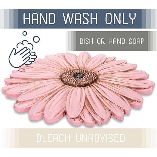 Magnolia Garden 12-Inch Sculpted Pink Daisy Decorative Stepping Stone – 3D Floral Resin Garden Walkway Tile – Elegant Blush Flower Outdoor Accent