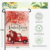 Valentines Garden Flags Red Truck Hearts Tree Yard Garden Flag Burlap 12x18 Inch Double Sided Sweet Love Flags for Outdoor Yard House Decor