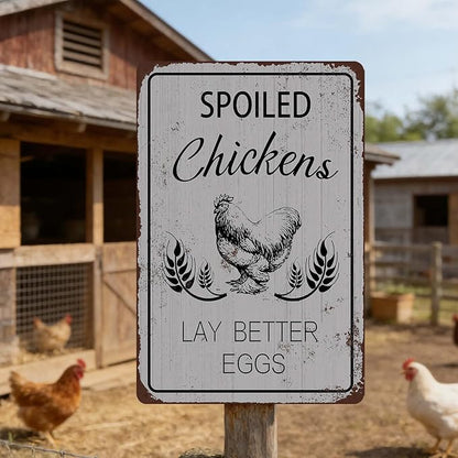 Funny Chicken Coop Sign Wall Decor Rustic Farmhouse Metal Chicken Signs for Coop Accessories Outdoor Wall Art Gift for Chicken Lovers Fresh Eggs Tin Sign for Yard Garden Home Kitchen Garden 8x12 Inch