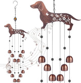 Cinnvoice 24 Inch Metal Wind Chimes Decor for Outside Garden Birthday Gift for Women Men Bronze Windchimes Pet Memorial Gift with 12 Bell for Patio Yard Lawn Housewarming Front Yard(Dachshund Dog)