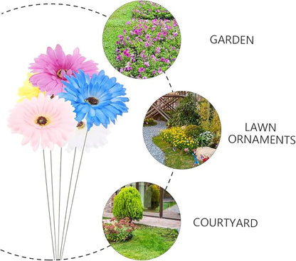 5pcs Daisy Garden Stakes Decor Metal Flower Pathway Stakes for Outdoor Decoration Vibrant Garden Art for Home and Festivals