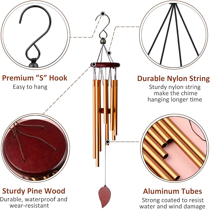 SuninYo Memorial Wind Chimes for Outside Outdoor Clearance,Sympathy Wind Chimes for Loss of Love One,Small Wind Chimes Gifts for Women/Mother,Garden Decor
