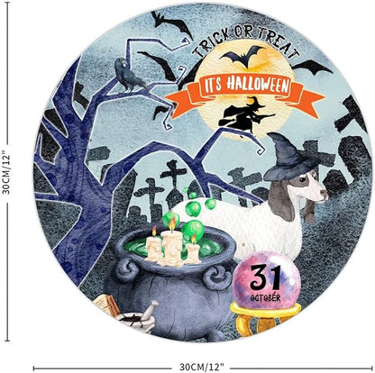 Retro Metal Sign 12"x12",Happy Halloween Scary Night Grave Witch Bats Trick Or Treat Dog Aluminum Tin Metal Sign for Home Living Room Bedroom Garden Farm Patio Decor Wall Art Poster