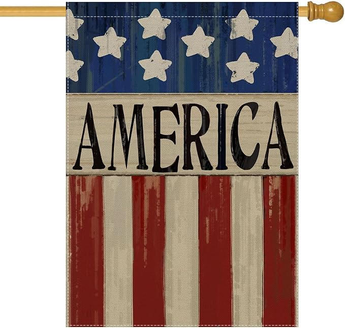 4th of July House Flags for Outdoor, Patriotic American Flag Large Yard Flag,Seasonal Decorative Decorations for Summer 250th Years America Anniversary Holiday Outside 28x40 Inch Double Sided