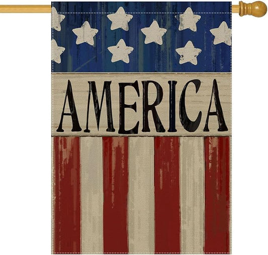 4th of July House Flags for Outdoor, Patriotic American Flag Large Yard Flag,Seasonal Decorative Decorations for Summer 250th Years America Anniversary Holiday Outside 28x40 Inch Double Sided