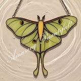 Handmade Suncatcher Luna Moth Decor, Stained Glass Window Hanging, Suncatchers for Windows Hanging, Mother's Day Sun Catcher Gifts for Women Mom Grandma Butterfly Lovers