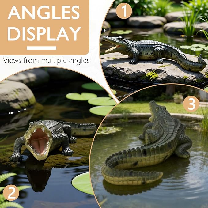 23.2" Large Crocodile Statue for Garden, Outdoor Sculpture, Animal Decor for Yard Porch Entryway Patio Living Room (Large, Crocodile)