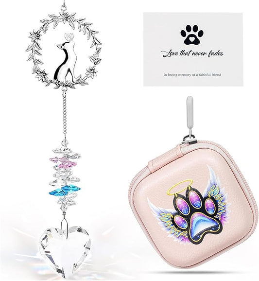 Cat Memorial Suncatcher - Sympathy Gift for Loss of a Cat, Pet Bereavement Gift, Remembrance Sun Catcher for Passing of a Beloved Pet