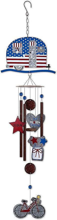 Sunset Vista Designs Galvanized Metal Vintage Americana Wind Chime, Camper