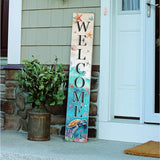 Sea Turtle Welcome Sign for Front Door, Beach Outdoor Porch Sign Home Decorations Standing Yard Sign Seasonal Wood Door Sign for Garden Tall Summer Welcome Vertical Signs for Patio Wall