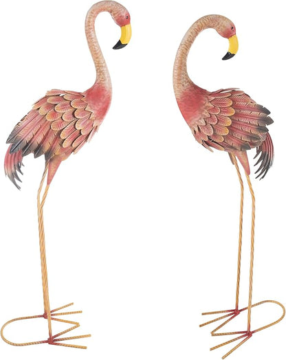 Pure Garden Flamingo Garden Statues Set of 2-28 and 31-Inch-Tall Pink Flamingos for Yard or Lawn Decor - Outdoor Garden Decor for Outside - Lawn Ornaments and Statues for Patio, Pond, or Backyard
