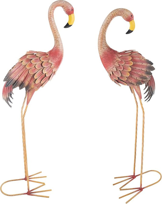 Pure Garden Flamingo Garden Statues Set of 2-28 and 31-Inch-Tall Pink Flamingos for Yard or Lawn Decor - Outdoor Garden Decor for Outside - Lawn Ornaments and Statues for Patio, Pond, or Backyard