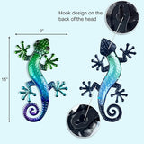 HONGLAND Metal Gecko Wall Art 15 Inch Lizard Outdoor Decor Lizards Garden Sculpture for Yard Fence 2 Pack