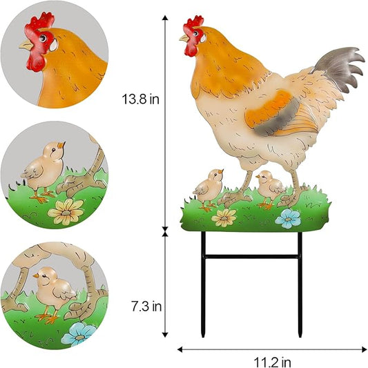 Decorative Garden Stakes with Hen Design,Ideal for Chicken Lovers for Yard Art, Outside, Patio, Outdoor Decor, Garden Decorations, Lawn Ornaments
