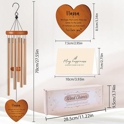 Nana Wind Chimes for Outside, Best Gifts for Nana Windchimes Outdoors for Patio Porch Garden Yard Hanging, Mothers Day Birthday Gifts for Nanas Grandma from Grandkids