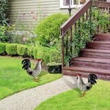 Metal Rooster Yard Decor,16 in Outdoor Chicken Statue Decoration for Patio Lawn Garden,3D Rooster Garden Statues,Chicken Yard Art Sculpture Outdoor Figurines,Metal Chicken Decor,1 Pcs (White)