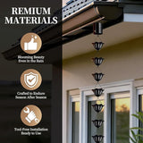 Rain Chains for Gutters Outside 8.5FT Black Rain Catcher Chain with Adapter 16 Cups Decorative Replacement for Downspout