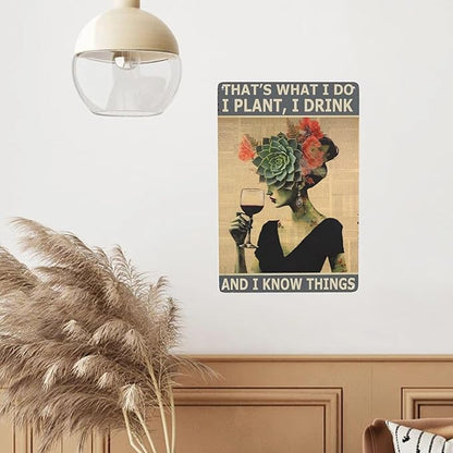 Vintage Metal Sign - Hippie That's What I Do - Wall Decor with Funny Garden Design & Retro Boho Style - Great Gift for Wine Lovers, Gardeners & Coffee Enthusiasts - 8x12 inches