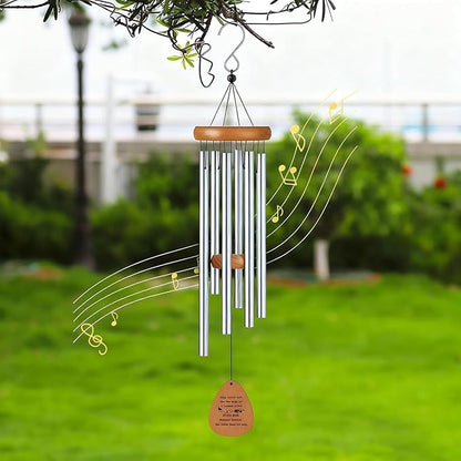 Wind Chimes for Outside, Soothing Melodic Memorial Sympathy Wind Chimes, Create a Zen Atmosphere Suitable Outdoor Garden Decor, Gift for Mom Neighbors Unisex(Silver)