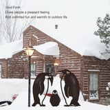 Metal Penguin Family Garden Decors, Iron Art Animals Garden Decoration Metal Yard Art Birds Animals Garden Stakes Decorative Stake Lawn Ornaments