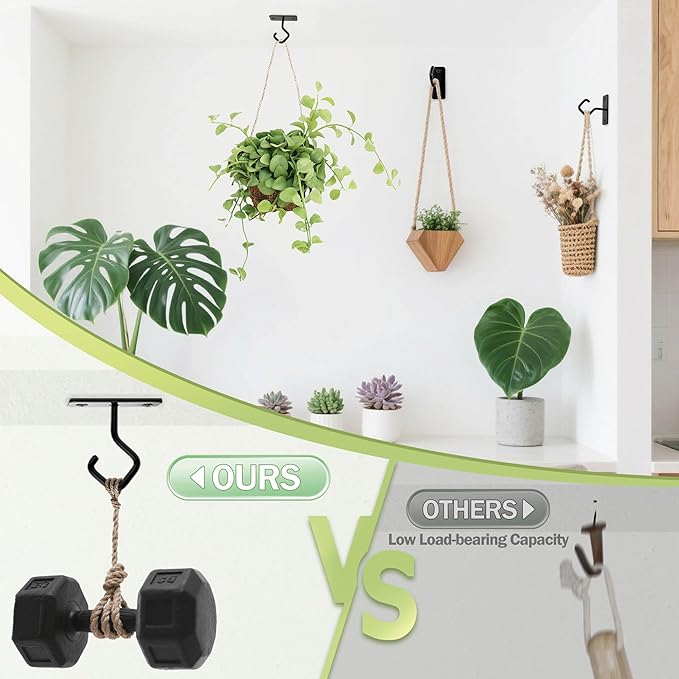 AJART Ceiling Hooks for Hanging Plants - Iron Plant Hanger for Wall Mount - 2 Pack/2.5 Inch Ceiling Hook for Indoor Use