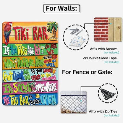 YOYI ART Tiki Bar Decor Beach Signs Tiki Bar Signs, Patio Signs Tiki Bar Accessories, Vintage Metal Welcome Tin Signs for Home, Patio, Outdoor, Pool and Backyard Wall Decor Art, 8 x 12 inch