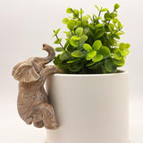 Cute Climbing Elephant Flower Pot Hugger Figurines Resin Hanging Elephant Statue Planter Pot Decorations for Home Garden Fence Balcony Patio Lawn Yard Ornaments