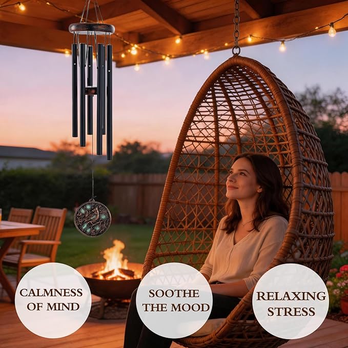 Cardinal Wind Chimes for Outside - Vintage Deep Tone Windchimes Outdoors Garden Yard Patio Indoor Balcony Hanging Decoration Birthday Memorial Sympathy Gifts for Women Men Mom Dad Grandma