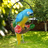 Hanging Parrot Garden Decor Resin Parrot Statue Outdoor Decor Parrot on Perch Garden Sculpture Parrot Statue Garden Sculptures for Outdoor Garden Decorations Vivid Arts Garden Ornaments Blue