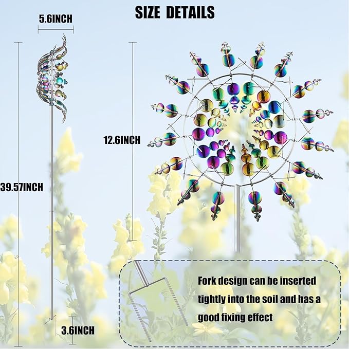 Magical Metal Windmill, Wind Spinners for Yard Garden, Outdoor Spinners, Windmill for Yard, Wind Sculptures & Spinners for Yard Garden Patio Decoration (1PCS Colorful)