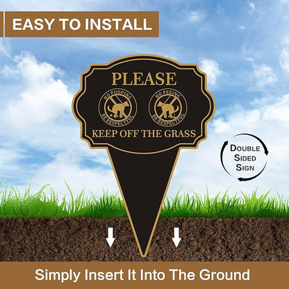 Double Sided Yard Sign, Please Be Respectful Keep Off the Grass, 14"x10" No Pooping or Peeing Dog Lawn Stake, Easy Mount for Outdoor Use(1PACK-Keep Off The Grass)