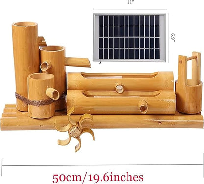 Solar Water Fountain, Outdoor Water Fountain with Water Pump, Feng Shui Zen Bamboo Fountain, Japanese Garden Decoration, for Bird Bath, Pond, Fish Tank