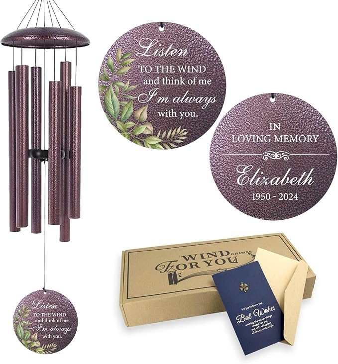ASTARIN Sympathy 32" Wind Chimes for Loss of Loved One, Personalized Memorial Deep Tone Wind Chime, Remembrance Gift for Loss, Windchimes in Memory of Mother Father Daughter,Produced in USA
