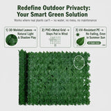 Faux Ivy Privacy Fence Screen 8PCS 20 x 20 Inch Artificial Faux Ivy Hedge Expandable Faux Privacy Fence Decoration for Wall Screen, Outdoor Garden, Wedding Decor,No Cable Tie (80x40 inches)