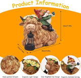 WINTS Solar Highland Cow Gnome Light Outdoor Statues, Christmas Highland Cow with Lantern for Lawn Yard Outdoor Garden Decorations, Heartwarming Gift for Mom & Women
